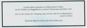 in memoriam Walburg Maric-Oehler